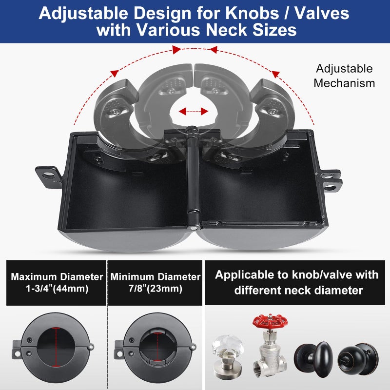 MOSECYOU Door Knob Locking Cover with Padlock, Heavy Duty All Metal Version, Adjustable Design, Lockout Device to Disable Doorknob, Prevents Turning & Block Keyhole Access, Safety for Child/Elderly - Image 3